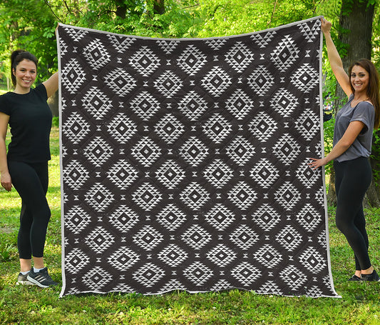 Black And White Navajo Pattern Print Quilt