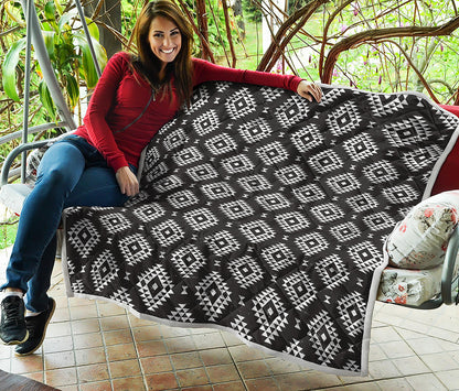 Black And White Navajo Pattern Print Quilt