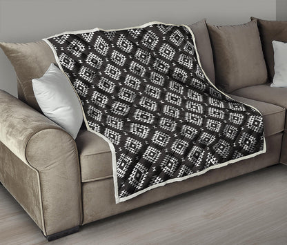 Black And White Navajo Pattern Print Quilt