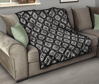 Black And White Navajo Pattern Print Quilt