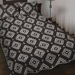 Black And White Navajo Pattern Print Quilt Bed Set