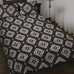 Black And White Navajo Pattern Print Quilt Bed Set