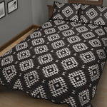 Black And White Navajo Pattern Print Quilt Bed Set