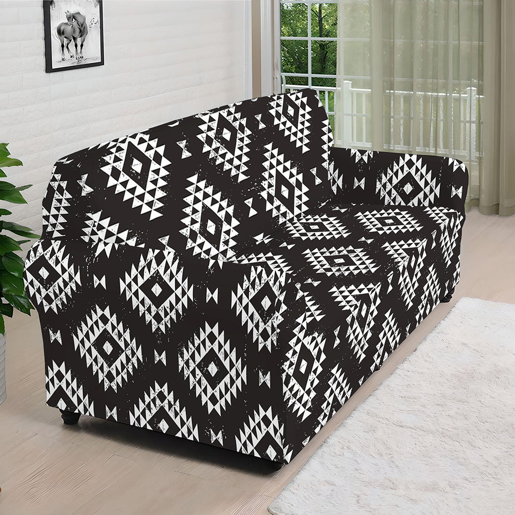 Black And White Navajo Pattern Print Sofa Cover