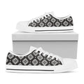 Black And White Navajo Pattern Print White Low Top Sneakers