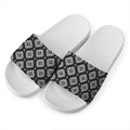 Black And White Navajo Pattern Print White Slide Sandals