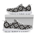 Black And White Navajo Pattern Print White Running Shoes