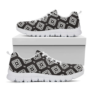 Black And White Navajo Pattern Print White Sneakers