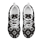 Black And White Navajo Pattern Print White Sneakers