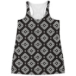 Black And White Navajo Pattern Print Women's Racerback Tank Top
