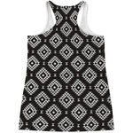 Black And White Navajo Pattern Print Women's Racerback Tank Top