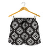 Black And White Navajo Pattern Print Women's Shorts