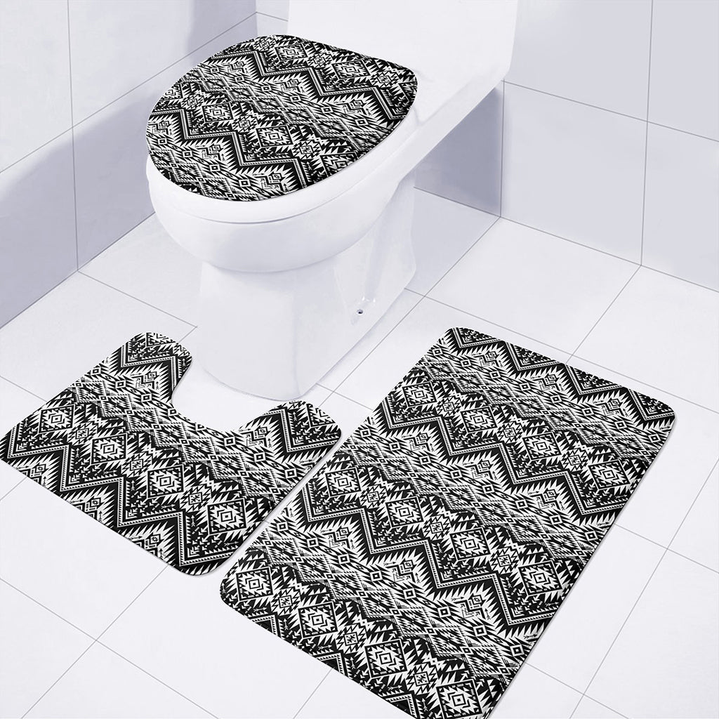 Black And White Navajo Print 3 Piece Bath Mat Set