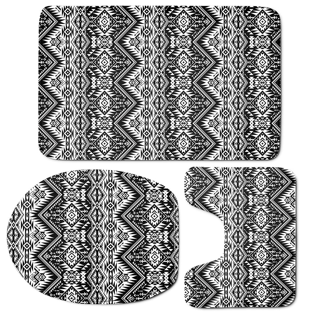 Black And White Navajo Print 3 Piece Bath Mat Set