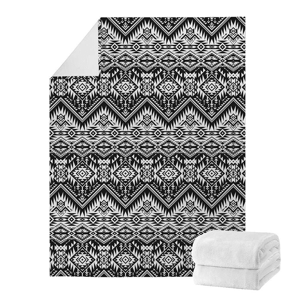 Black And White Navajo Print Blanket