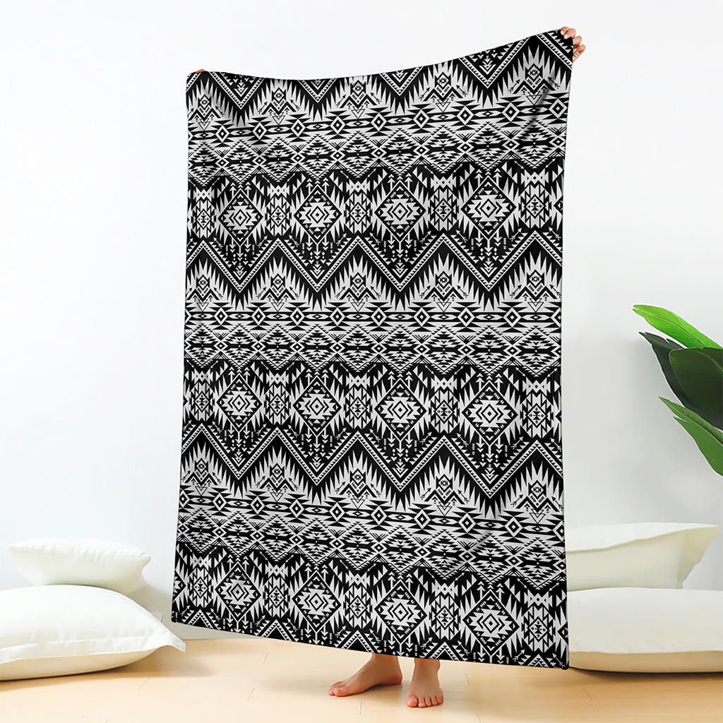 Black And White Navajo Print Blanket