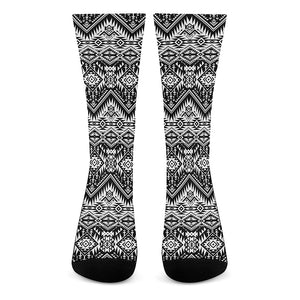 Black And White Navajo Print Crew Socks