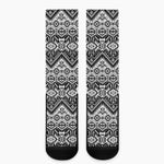 Black And White Navajo Print Crew Socks