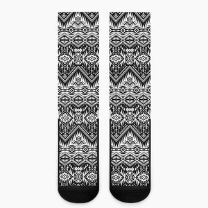 Black And White Navajo Print Crew Socks