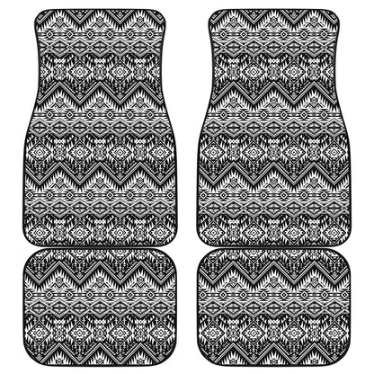Black And White Navajo Print Front and Back Car Floor Mats