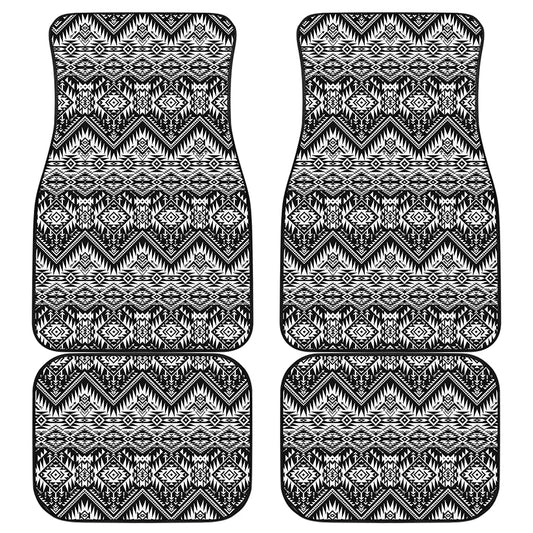 Black And White Navajo Print Front and Back Car Floor Mats