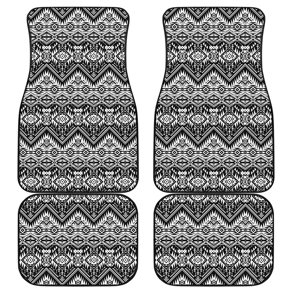 Black And White Navajo Print Front and Back Car Floor Mats