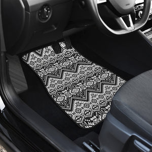 Black And White Navajo Print Front and Back Car Floor Mats