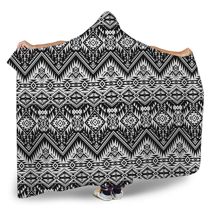 Black And White Navajo Print Hooded Blanket
