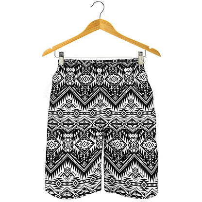 Black And White Navajo Print Men's Shorts