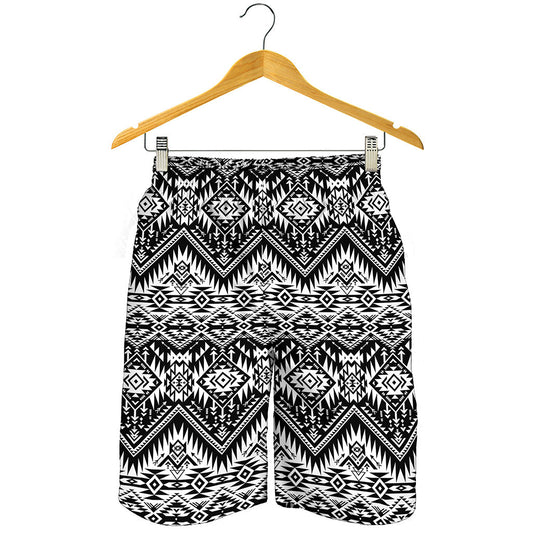 Black And White Navajo Print Men's Shorts