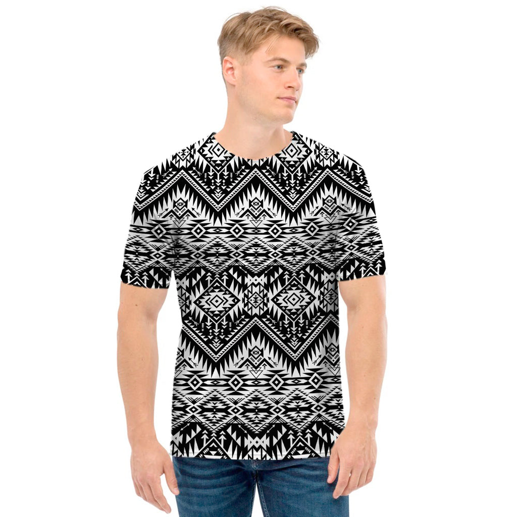 Black And White Navajo Print Men's T-Shirt