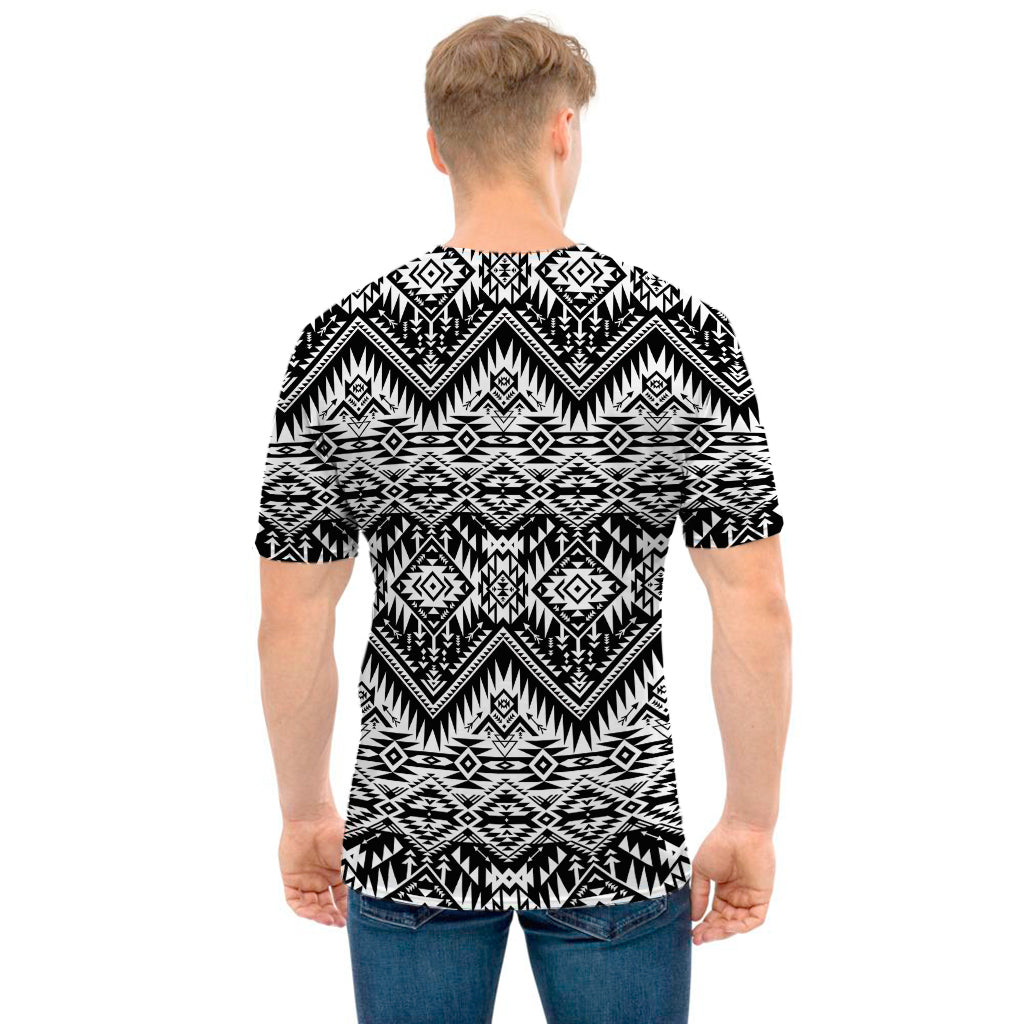 Black And White Navajo Print Men's T-Shirt