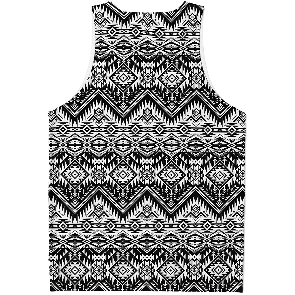 Black And White Navajo Print Men's Tank Top