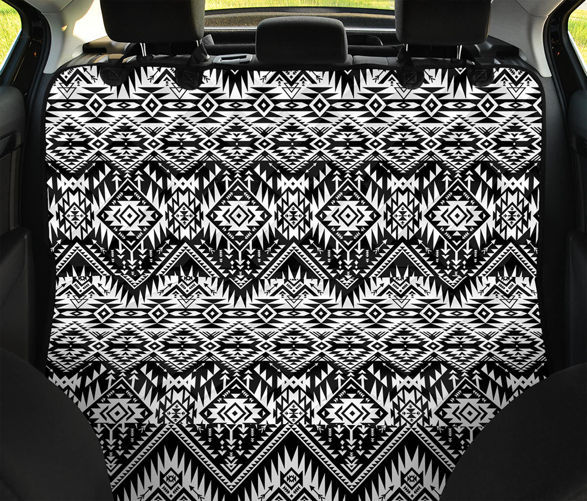 Black And White Navajo Print Pet Car Back Seat Cover