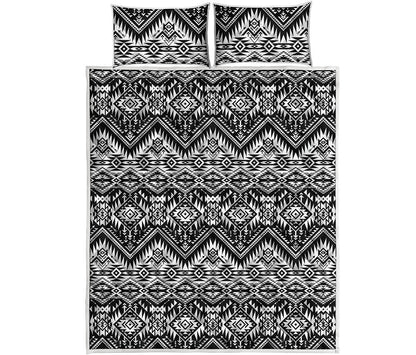 Black And White Navajo Print Quilt Bed Set