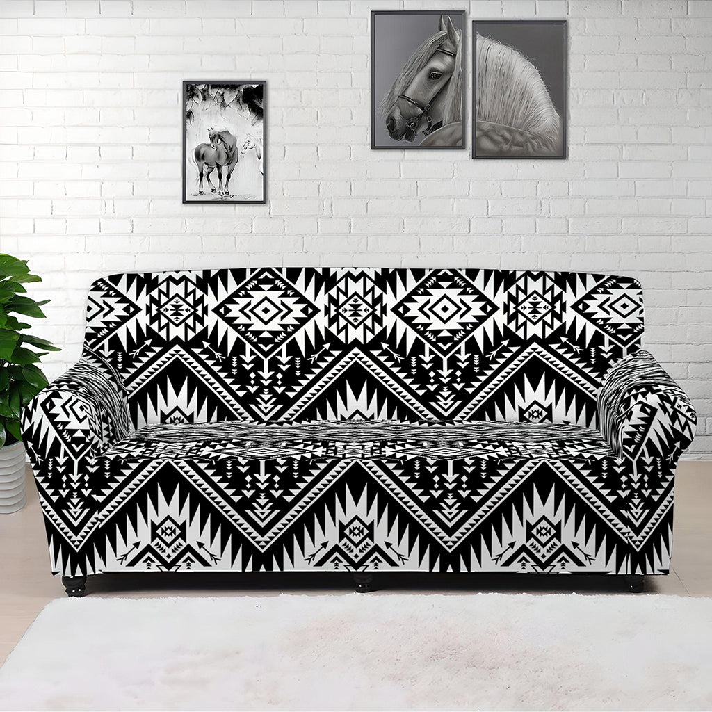 Black And White Navajo Print Sofa Cover