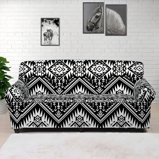 Black And White Navajo Print Sofa Cover