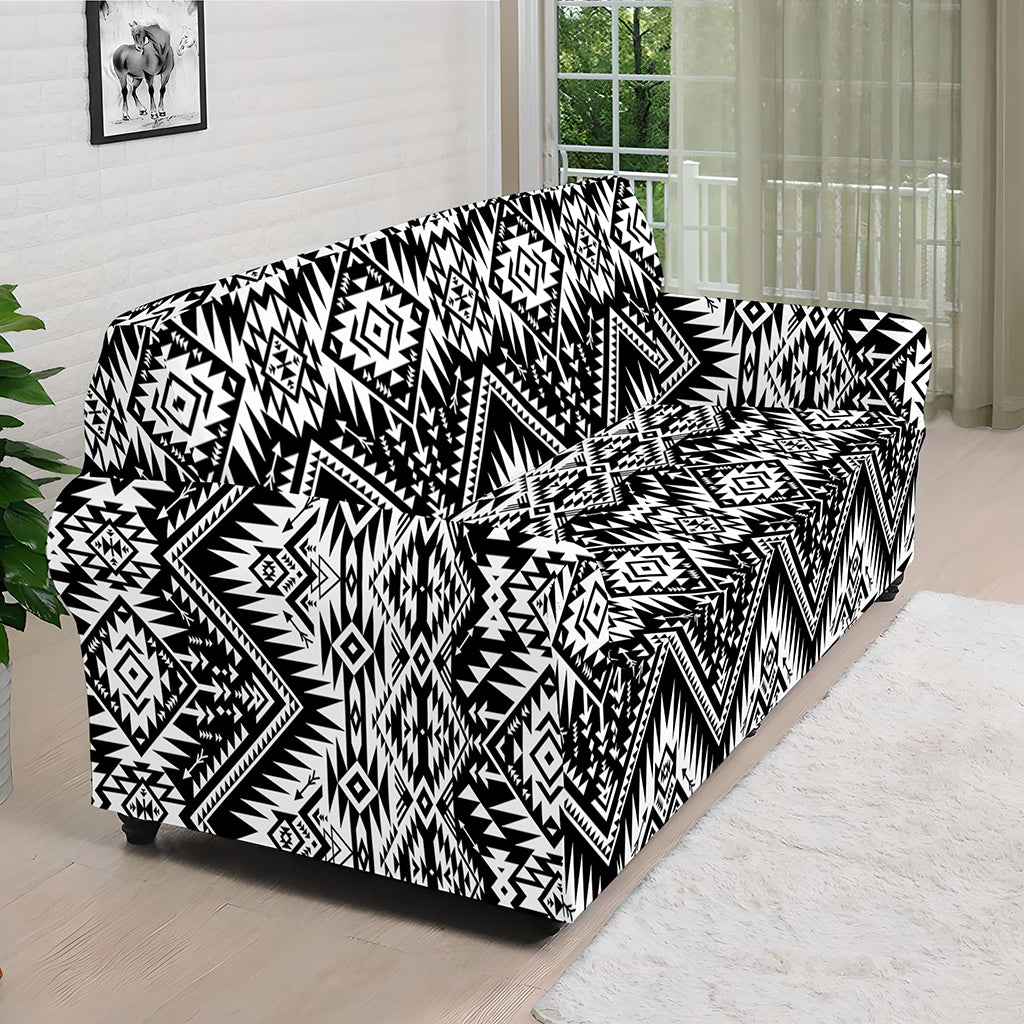 Black And White Navajo Print Sofa Cover