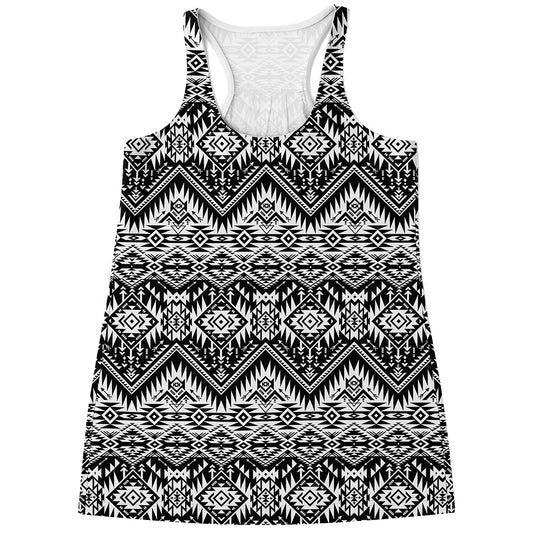 Black And White Navajo Print Women's Racerback Tank Top
