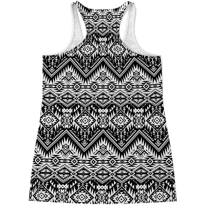 Black And White Navajo Print Women's Racerback Tank Top