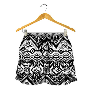 Black And White Navajo Print Women's Shorts