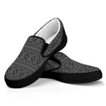 Black And White Navajo Tribal Print Black Slip On Shoes