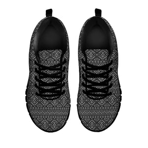 Black And White Navajo Tribal Print Black Sneakers