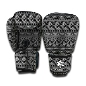 Black And White Navajo Tribal Print Boxing Gloves