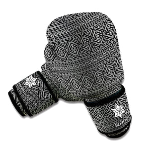 Black And White Navajo Tribal Print Boxing Gloves