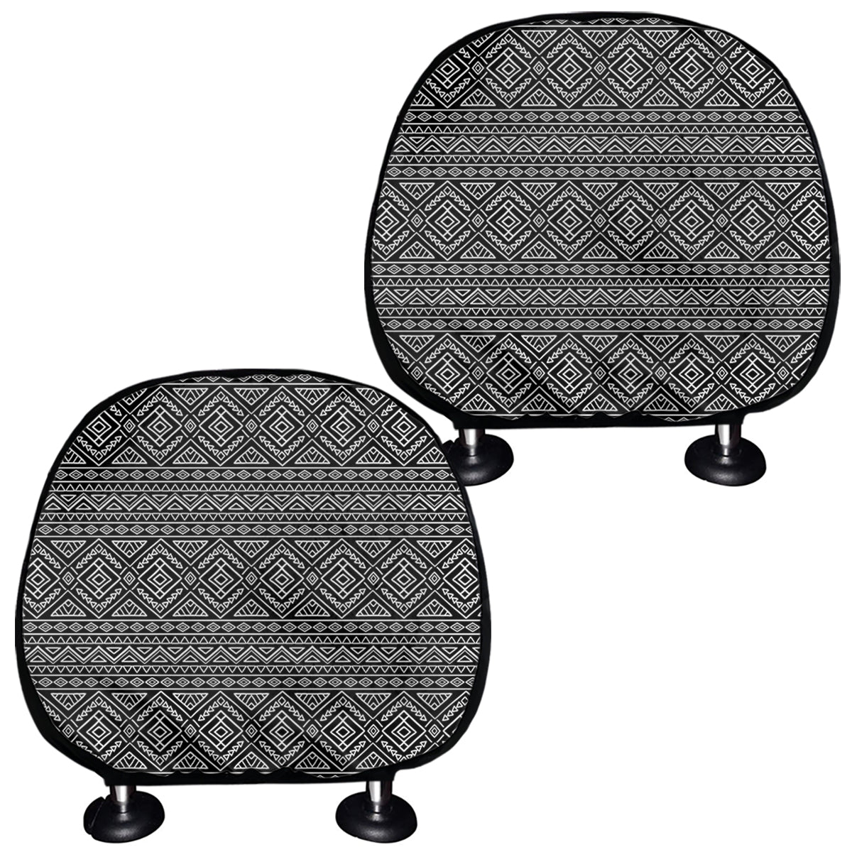 Black And White Navajo Tribal Print Car Headrest Covers