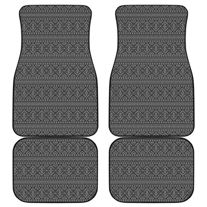 Black And White Navajo Tribal Print Front and Back Car Floor Mats