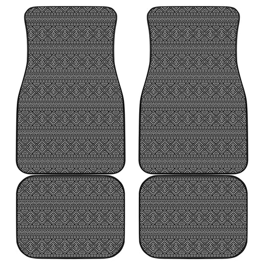 Black And White Navajo Tribal Print Front and Back Car Floor Mats