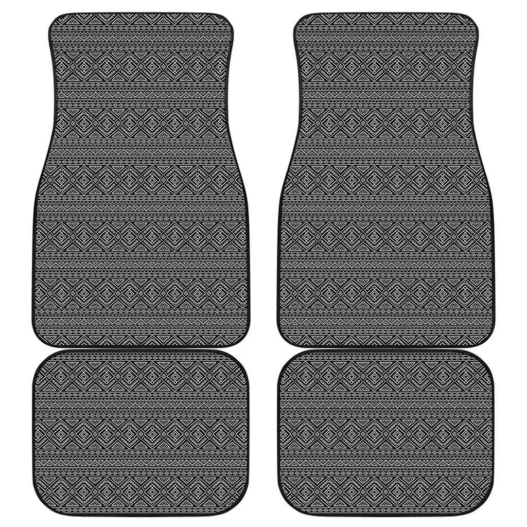 Black And White Navajo Tribal Print Front and Back Car Floor Mats