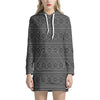 Black And White Navajo Tribal Print Hoodie Dress